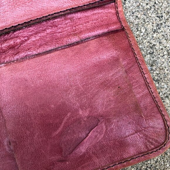 Vintage ECHT 2 PRYM Leather Tri Fold Wallet Clutch Multi Pocket Purple RARE - Picture 13 of 14